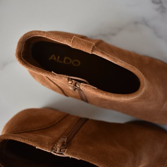 Aldo brown suede open toe ankle booties with heels - Picture 4 of 7